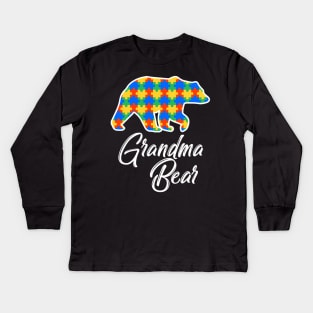 Bear Autism Puzzle Awareness Grandma Bears Kids Long Sleeve T-Shirt